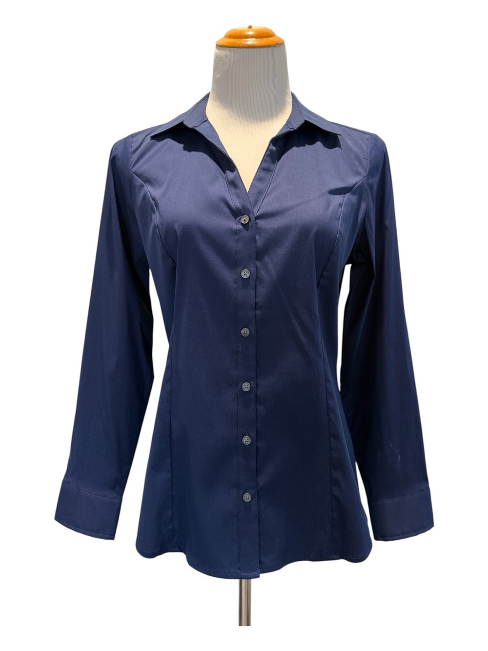 Express Navy Long-Sleeve Button-Down Shirt
